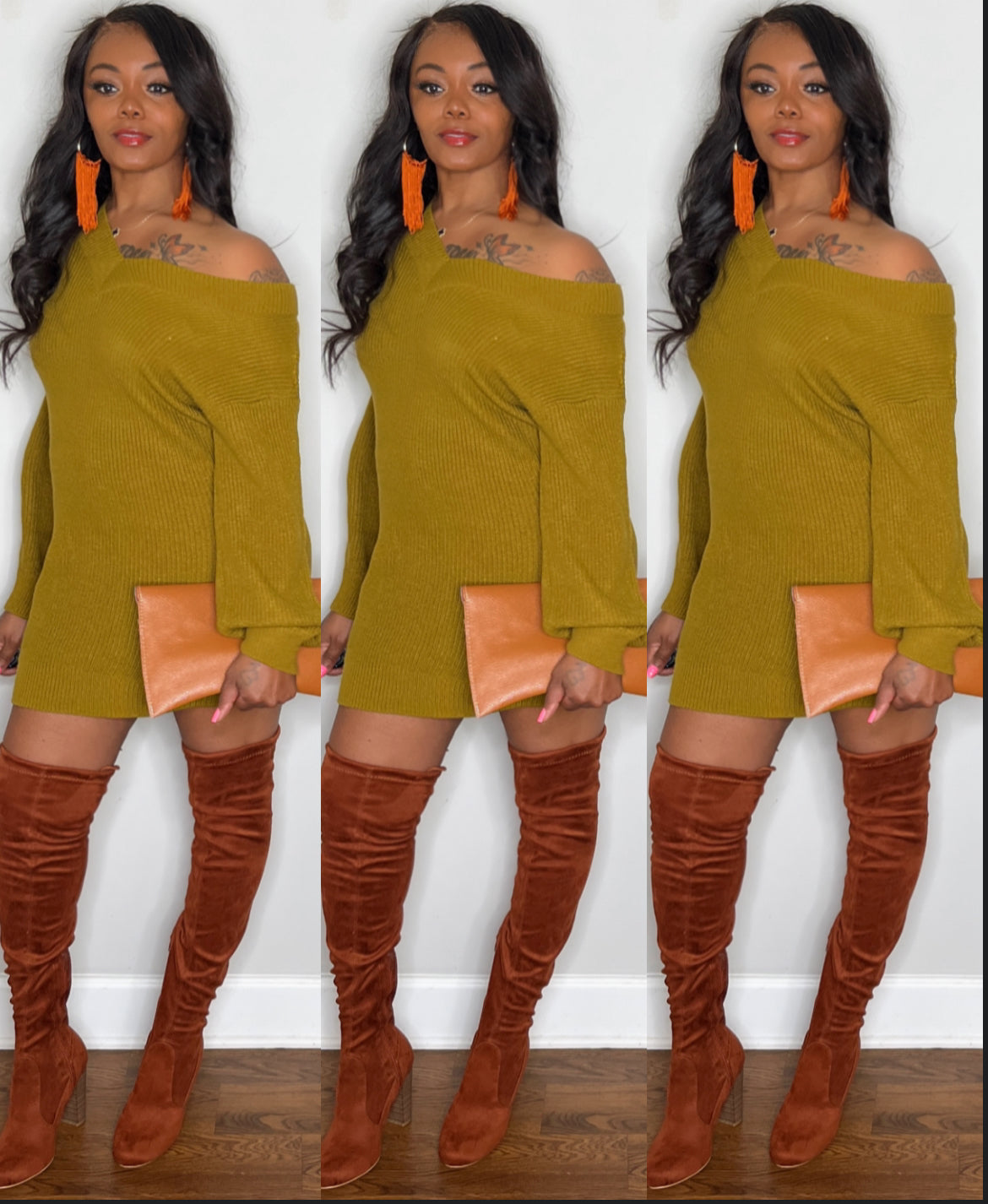 Olive Sweater Dress