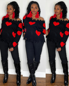 Black & Red Hearts Sweater